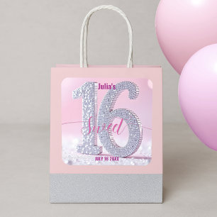 Adesivo Quadrado Deslumbrante Diamante Sweet Sixteen Rosa Glam Aniv