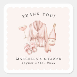 Adesivo Quadrado Despedida de Solteira com Pijamas e Prosecco