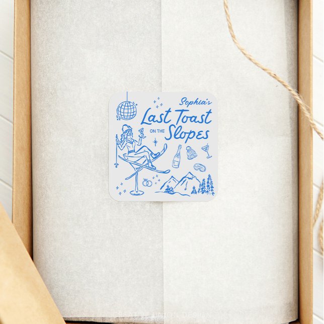 Adesivo Quadrado Despedida de Solteira na Neve: Último Brinde nas E (Criador carregado)