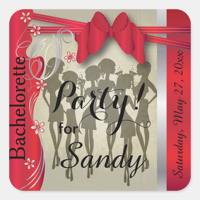 Adesivo Quadrado Despedida de solteira ou de Festa de aniversário (Frente)