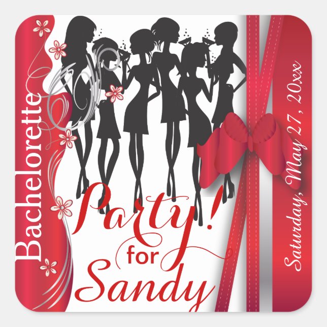 Adesivo Quadrado Despedida de solteira ou Festa de aniversário (Frente)