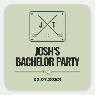 Adesivo Quadrado Despedida de Solteiro Retro Moderno Monograma de G