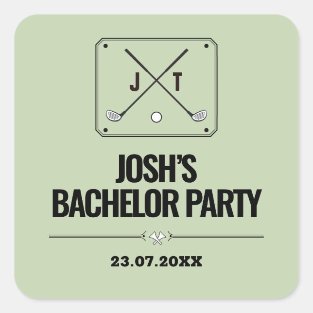 Adesivo Quadrado Despedida de Solteiro Retro Moderno Monograma de G (Frente)