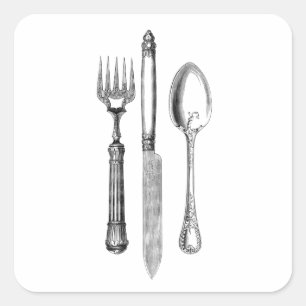Adesivo Quadrado Desperdício de faca e colher