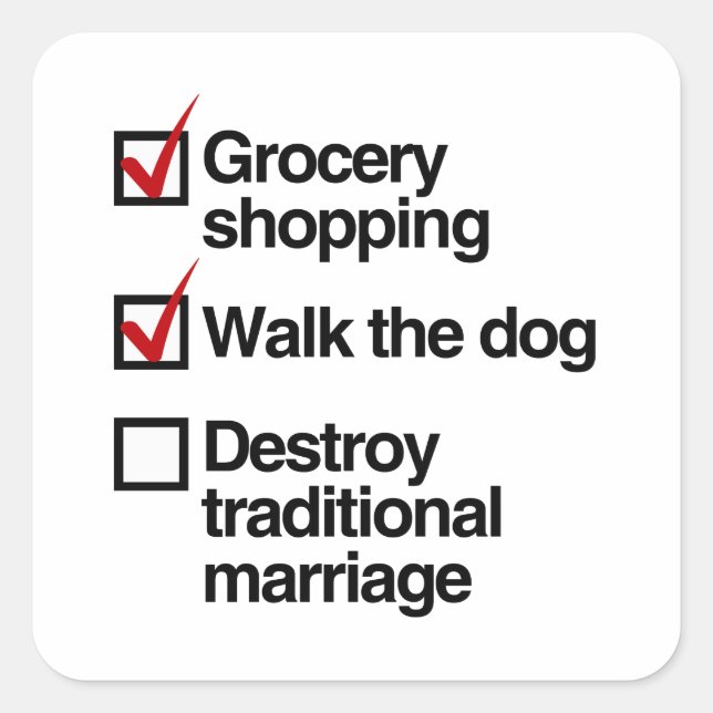 ADESIVO QUADRADO DESTRUIR CASAMENTO TRADICIONAL (Frente)