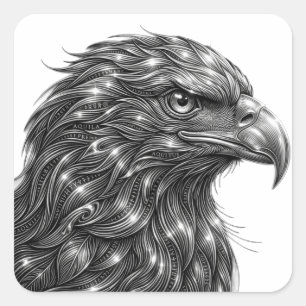 Adesivo Quadrado Detailed Chrome Eagle Head Art