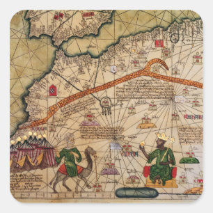 Adesivo Quadrado Detalhe de cópia de um mapa Catalan de Europa