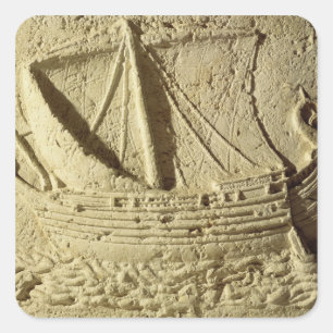 Adesivo Quadrado Detalhe de um alivio de um barco, de um sarcófago