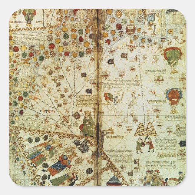 Adesivo Quadrado Detalhe de um Mapa Mundial Catalão (Frente)