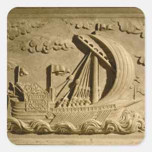Adesivo Quadrado Detalhe de um navio de guerra Venetian