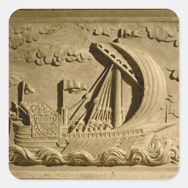 Adesivo Quadrado Detalhe de um navio de guerra veneziano (Frente)