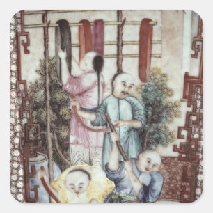 Adesivo Quadrado Detalhe de um vaso que descreve os homens que