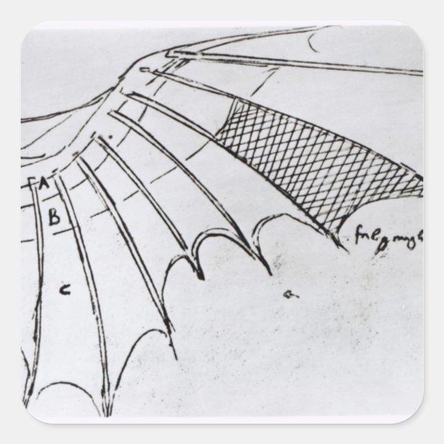Adesivo Quadrado Detalhe de uma asa mecânica (Frente)