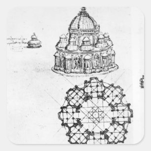 Adesivo Quadrado Detalhe de uma igreja centralizada, c.1488