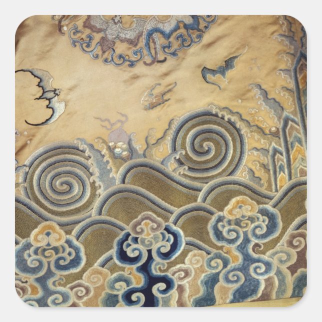 Adesivo Quadrado Detalhe de uma túnica funerária, Dinastia Qing (Frente)