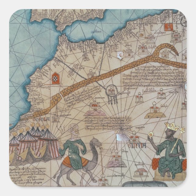 Adesivo Quadrado Detalhe do Atlas Catalão, 1375 (Frente)