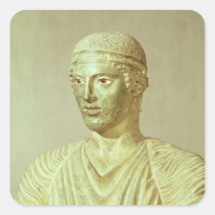 Adesivo Quadrado Detalhe do Charioteer de Delphi, c.470 BC