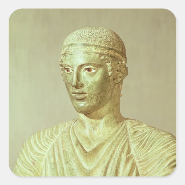 Adesivo Quadrado Detalhe do Delphi Charioteer, c.470 BC (Frente)