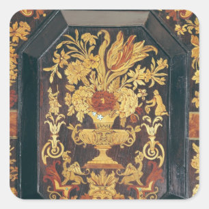 Adesivo Quadrado Detalhe do Marquetry de um bufete