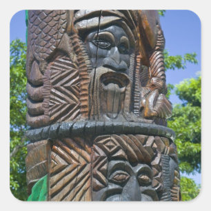 Adesivo Quadrado Detalhe do poste totêmico Kanak, Noumea, Nova 2