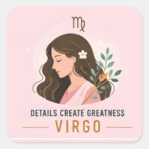 Adesivo Quadrado Detalhes de Virgem Criam Grandeza Zodíaco Colorido