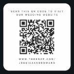 Adesivo Quadrado Detalhes do Casamento Código Qr Simples Chic Preto<br><div class="desc">Projetado para casais que apreciam a simplicidade da estética moderna. O uso de um código QR permite que seus hóspedes acessem informações detalhadas sobre o seu casamento quando for conveniente,  enquanto o design preto e mínimo adiciona um toque de classe.</div>
