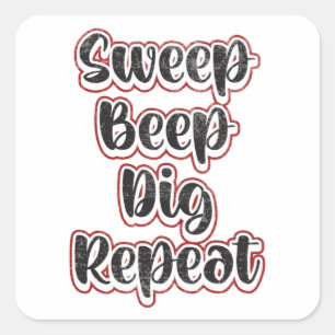 Adesivo Quadrado Detectador de metal detectando repetir a ideia de 