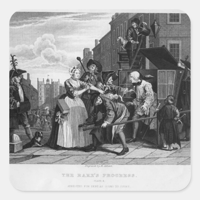 Adesivo Quadrado Detido por Dívida, prato V (Frente)