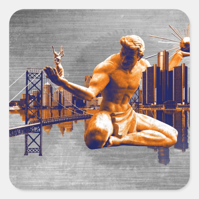 Adesivo Quadrado Detroit City (Frente)