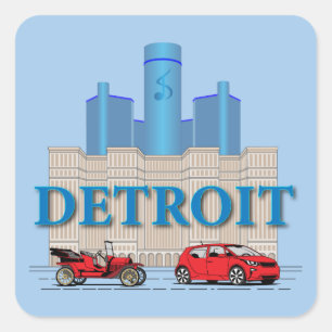 Adesivo Quadrado Detroit Michigan Estados Unidos