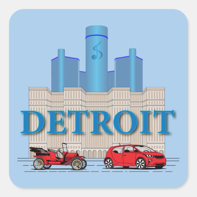 Adesivo Quadrado Detroit Michigan Estados Unidos (Frente)