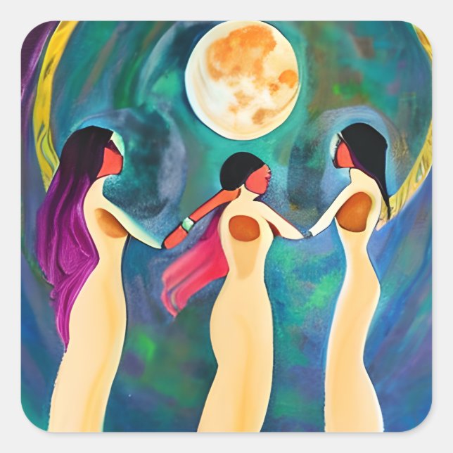 Adesivo Quadrado Deus abençoe sob a lua (Frente)