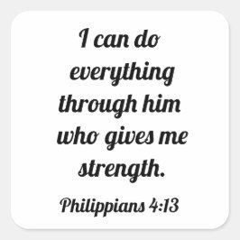 Adesivo Quadrado Deus é a minha força dos Philippianos 4:13