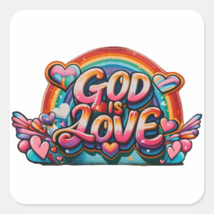 Adesivo Quadrado Deus é amor