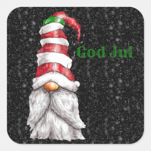 Adesivo Quadrado Deus Jul Red Gnome Square Sticker