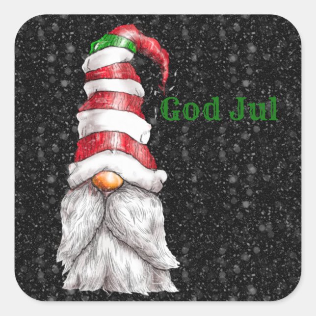 Adesivo Quadrado Deus Jul Red Gnome Square Sticker (Frente)