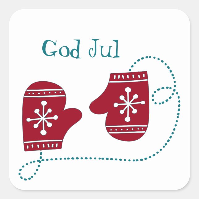 Adesivo Quadrado Deus Jul Scandinavian Red Mittens (Frente)