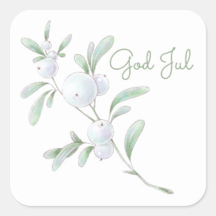 Adesivo Quadrado Deus Jul White Winter Berries Square Sticker