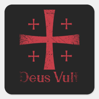 Adesivo Quadrado Deus Vult quer que seja o Cavaleiro Templário Lati