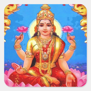 Adesivo Quadrado Deusa dourada bonita de Lakshmi Diwali