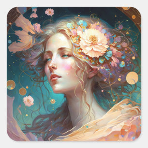 Adesivo Quadrado Deusa Fantasy Art Square Sticker