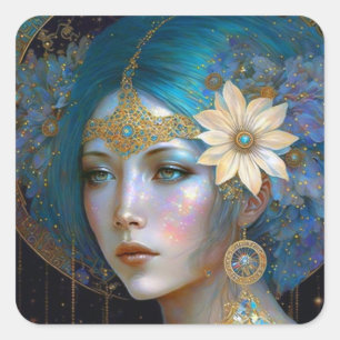 Adesivo Quadrado Deusa Fantasy Art Square Sticker