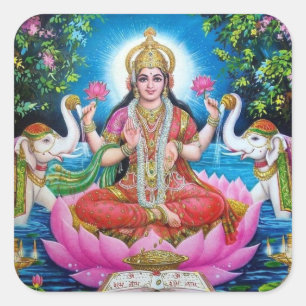 Adesivo Quadrado Deusa Lakshmi da Riqueza, Felicidade e Beleza