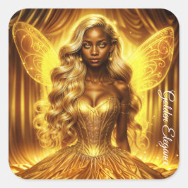 Adesivo Quadrado Deusa mística da luz com asas de fadas radiantes