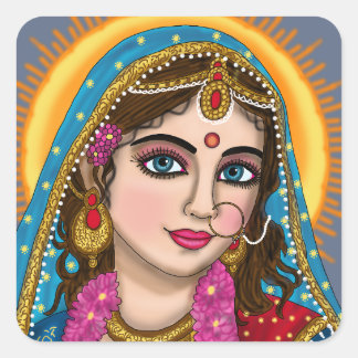 Adesivo Quadrado Deusa Radha Sticker | Divine Hindu Devi Radha Sp