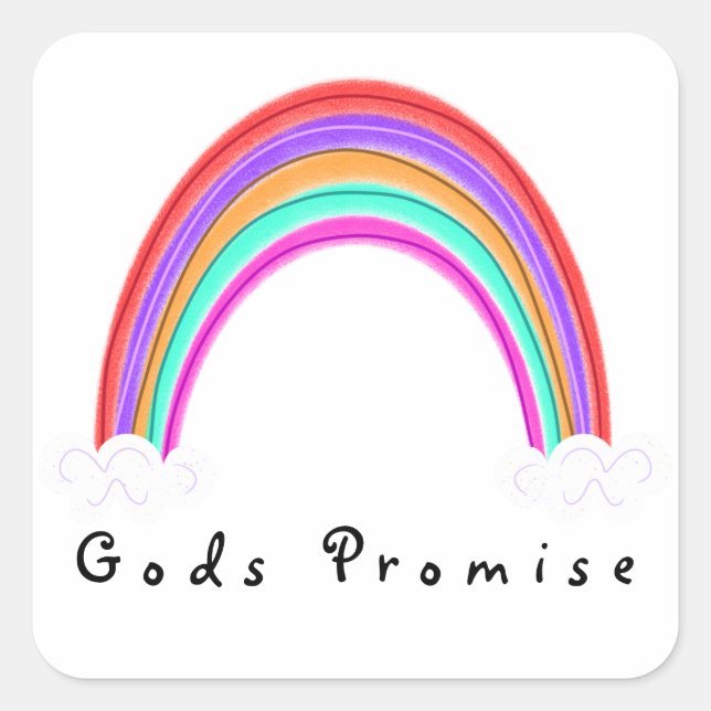 Adesivo Quadrado "Deuses Promise" Rainbow Square Sticker (Frente)