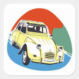 Adesivo Quadrado Deux retro Chevaux o caracol da lata