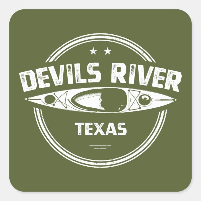 Adesivo Quadrado Devils River Texas Kayaking (Frente)