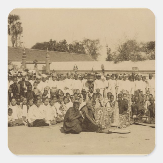 Adesivo Quadrado Devoções no Pagoda de Arakan, Mandalay, (Frente)