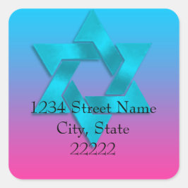 Adesivo Quadrado Devolver Turquesa de Endereço para o Ombre Rosa co